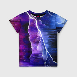 Детская футболка Космическая молния, глитч