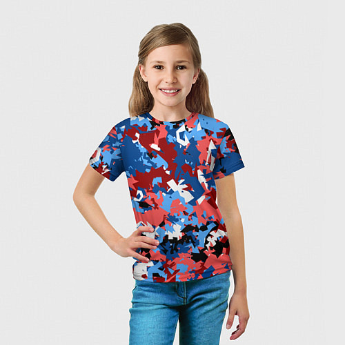 Детская футболка Красно-синий камуфляж / 3D-принт – фото 5