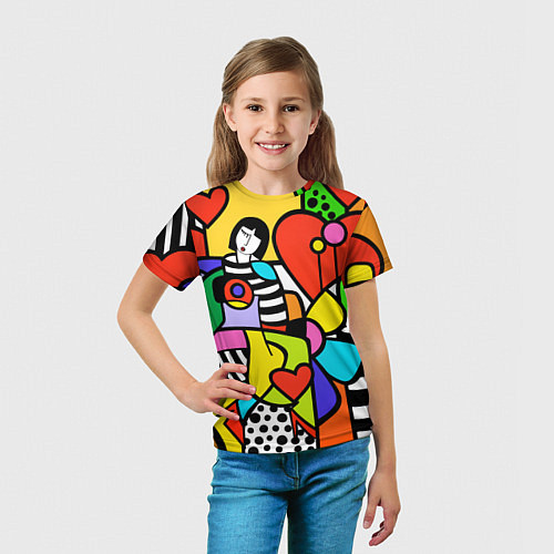 Детская футболка Romero Britto - valentines day / 3D-принт – фото 5