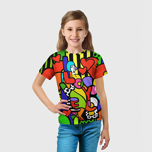 Детская футболка Romero Britto - love you / 3D-принт – фото 5