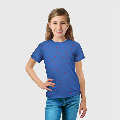 Детская футболка Зимние виды спорта на синем фоне / 3D-принт – фото 5