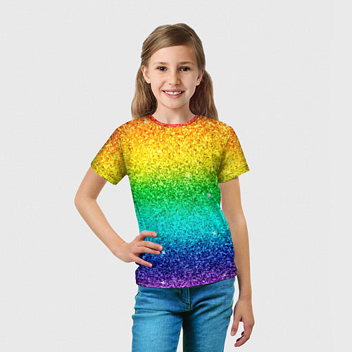 Детская футболка Блестки радуга / 3D-принт – фото 5