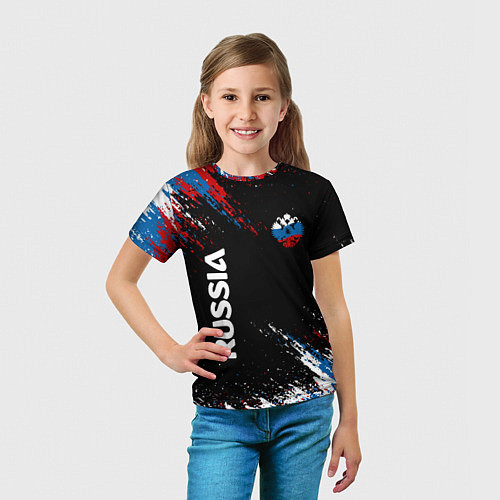 Детская футболка Russia Штрихи в цвет Флага / 3D-принт – фото 5