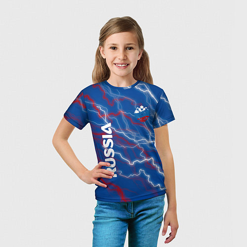 Детская футболка Russia Разряд молнии / 3D-принт – фото 5