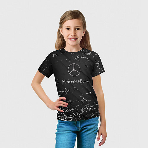Детская футболка Mercedes-Benz штрихи black / 3D-принт – фото 5
