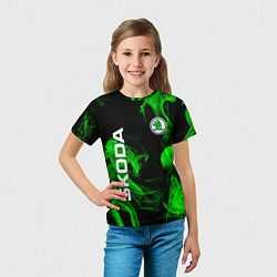 Футболка детская Skoda: Green Smoke, цвет: 3D-принт — фото 2