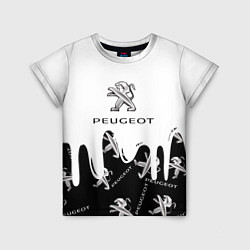 Футболка детская Peugeot подтёки паттерн, цвет: 3D-принт