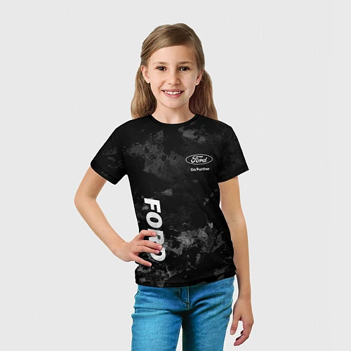 Детская футболка Ford, Форд, Серый фон / 3D-принт – фото 5