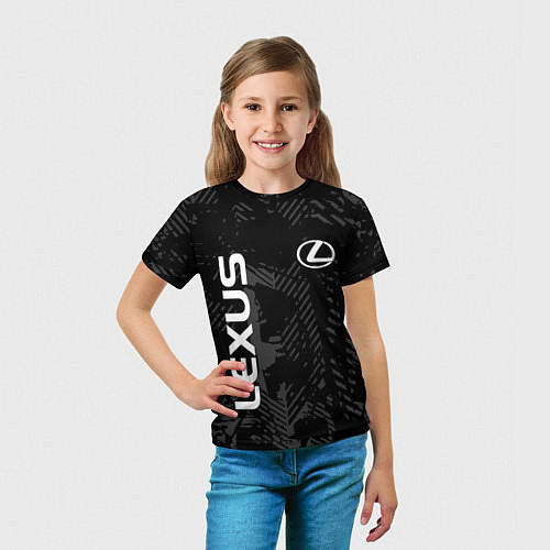 Детская футболка Lexus, Лексус черно серый / 3D-принт – фото 5