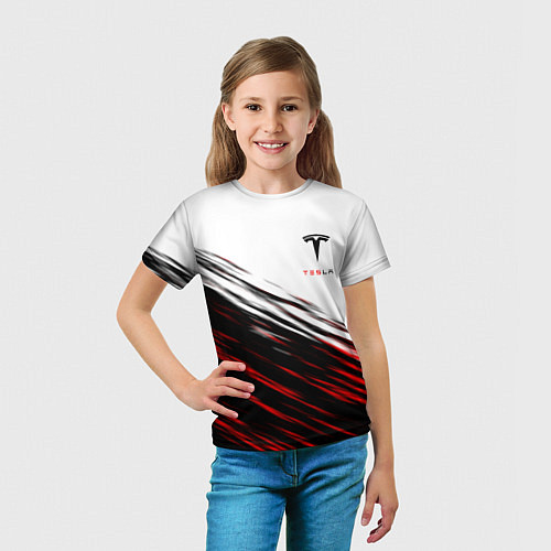 Детская футболка Tesla sport размытость / 3D-принт – фото 5