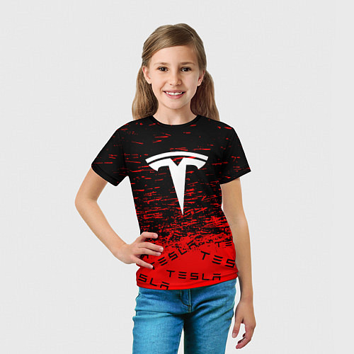 Детская футболка Tesla sport red / 3D-принт – фото 5