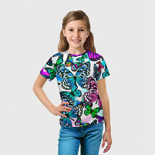 Детская футболка Рой цветных бабочек / 3D-принт – фото 5