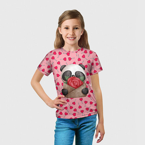 Детская футболка Панда с валентинкой день влюбленных / 3D-принт – фото 5