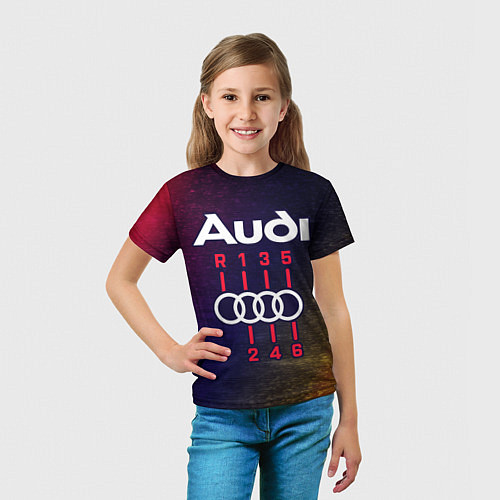 Детская футболка AUDI - КОРОБКА Глитч / 3D-принт – фото 5