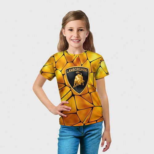 Детская футболка Lamborghini Gold плиты / 3D-принт – фото 5