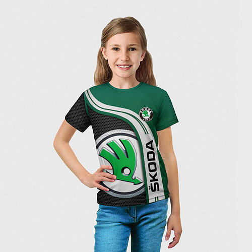 Детская футболка SKODA AUTO ШКОДА АВТО / 3D-принт – фото 5