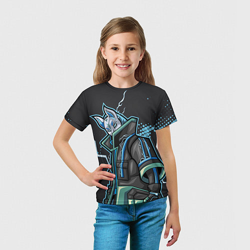 Детская футболка Фортнайт Китсунэ в синем / 3D-принт – фото 5