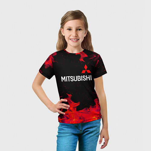 Детская футболка Mitsubishi пламя огня / 3D-принт – фото 5