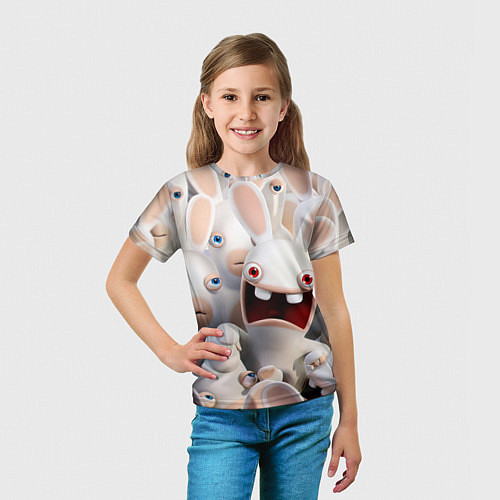 Детская футболка Бешеные кролики в толпе / 3D-принт – фото 5
