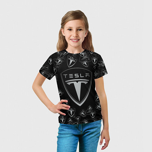 Детская футболка TESLA BIG LOGO PATTERN / 3D-принт – фото 5