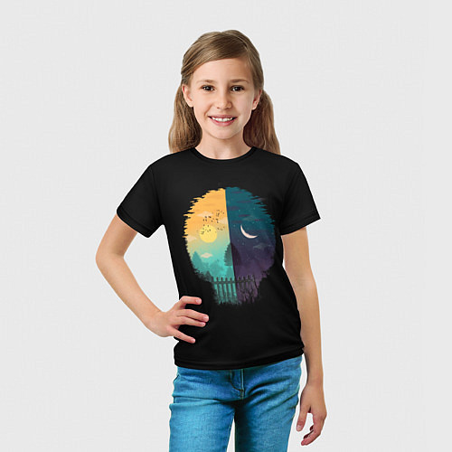 Детская футболка Смена дня и ночи Череп / 3D-принт – фото 5