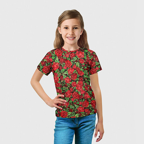 Детская футболка Букет алых роз / 3D-принт – фото 5