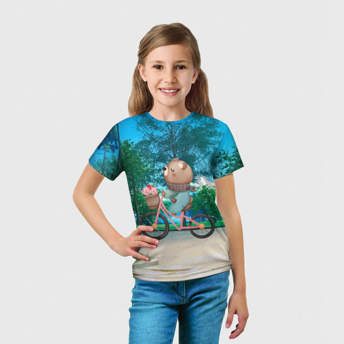 Детская футболка Медведь на велосипеде / 3D-принт – фото 5