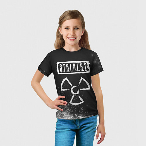 Детская футболка С Т А Л К Е Р 2 - Знак Радиации / 3D-принт – фото 5