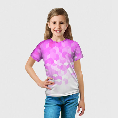 Детская футболка 3D ромб розовый / 3D-принт – фото 5