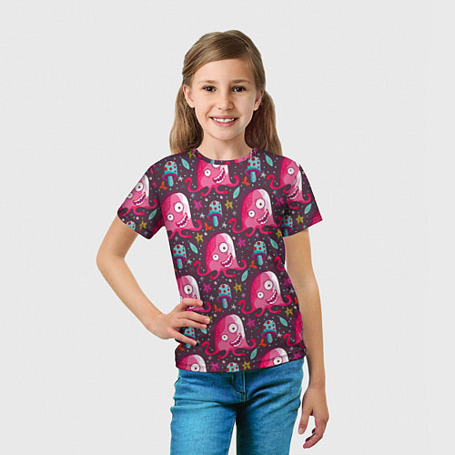 Детская футболка Пришельцы - осьминоги / 3D-принт – фото 5