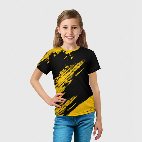 Детская футболка BLACK AND YELLOW GRUNGE ГРАНЖ / 3D-принт – фото 5