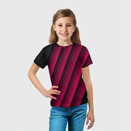 Детская футболка Red Stripe 3D Красные полосы / 3D-принт – фото 5
