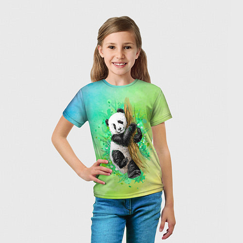 Детская футболка ПАНДА PANDA ЦВЕТНЫЕ КРАСКИ / 3D-принт – фото 5