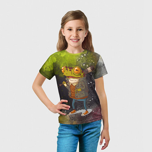 Детская футболка Лягушка хулиган Frog hooligan / 3D-принт – фото 5