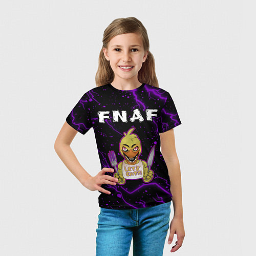 Детская футболка FIVE NIGHTS AT FREDDYS - ЧИКА Молнии / 3D-принт – фото 5