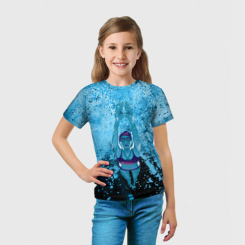 Детская футболка Спортивное плавание Голубая вода / 3D-принт – фото 5