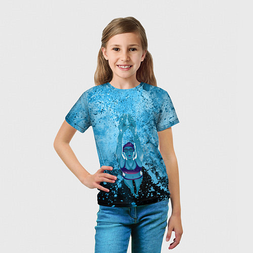 Детская футболка Спортивное плавание Голубая вода / 3D-принт – фото 5