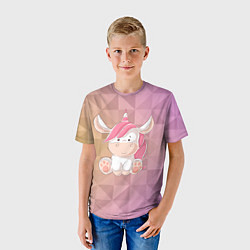 Футболка детская Единорог с розовыми волосами, цвет: 3D-принт — фото 2