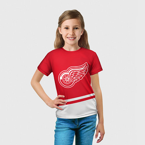 Детская футболка Detroit Red Wings, Детройт Ред Уингз Диагональные / 3D-принт – фото 5