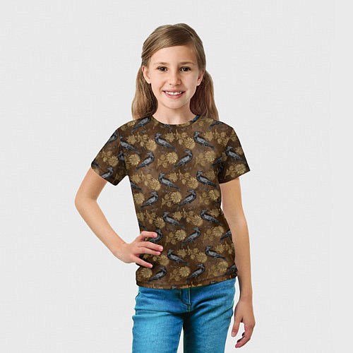 Детская футболка Черный ворон паттерн / 3D-принт – фото 5