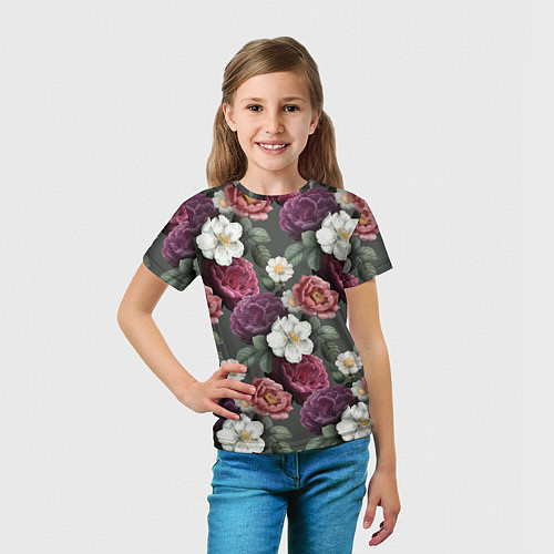 Детская футболка Bouquet of flowers pattern / 3D-принт – фото 5