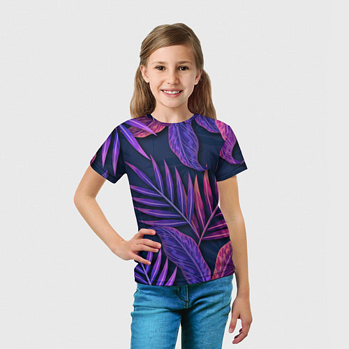 Детская футболка Neon Tropical plants pattern / 3D-принт – фото 5