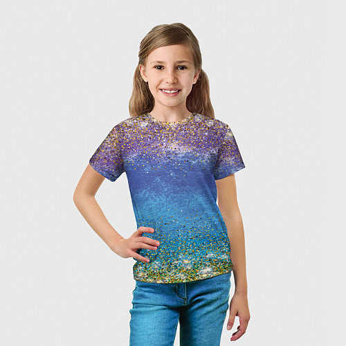 Детская футболка Градиент акварельный с золотым сияющим глиттером Б / 3D-принт – фото 5