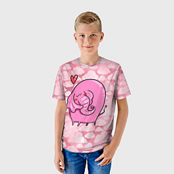 Футболка детская Розовый влюбленный слон, цвет: 3D-принт — фото 2