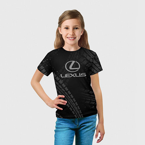 Детская футболка Lexus следы шин / 3D-принт – фото 5