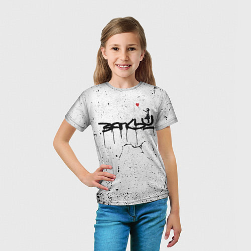 Детская футболка BANKSY БЭНКСИ автограф девочка с шариком / 3D-принт – фото 5