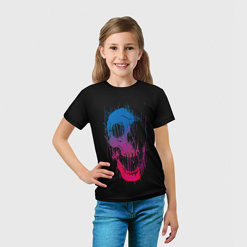 Детская футболка Череп Неоновый градиент / 3D-принт – фото 5