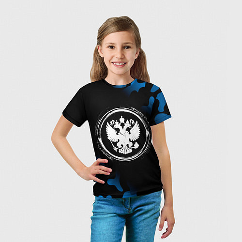 Детская футболка RUSSIA - ГЕРБ Милитари / 3D-принт – фото 5