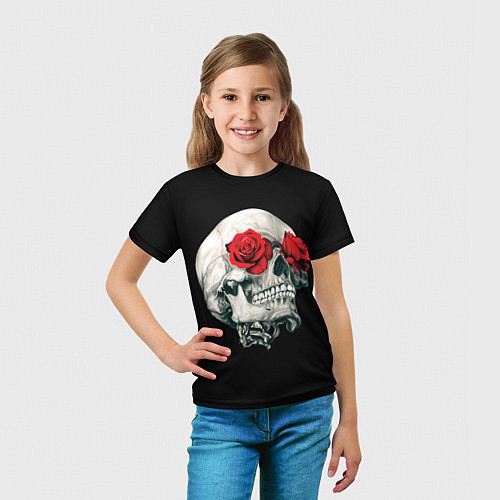 Детская футболка Череп Розы / 3D-принт – фото 5