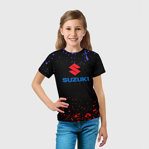 Детская футболка SUZUKI брызги красок / 3D-принт – фото 5